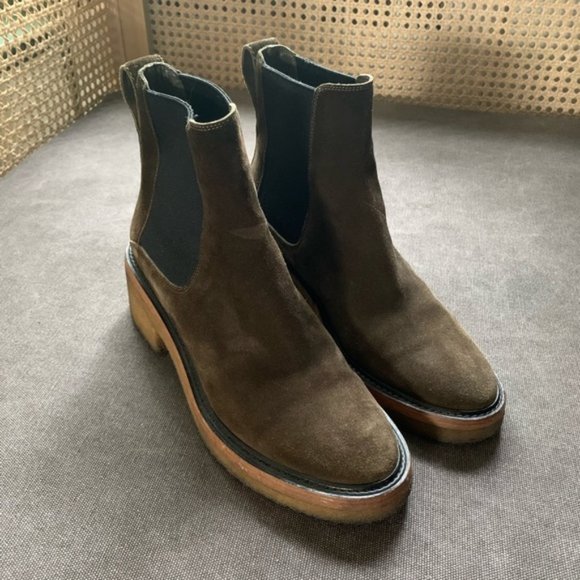 Dries Van Noten Shoes - Dries Van Noten Gomma Chelsea suede almond toe gum sole ankle bootie boot